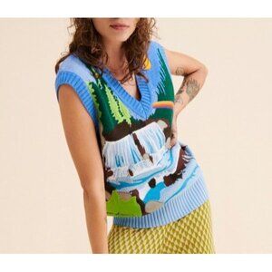 House Of Sunny Chasing Waterfalls Vest Vintage Hippie Embroidered Womens M